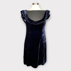 Nanette Lepore Womens Carravagio Cocktail Dress Blue Velvet Sequins size 6